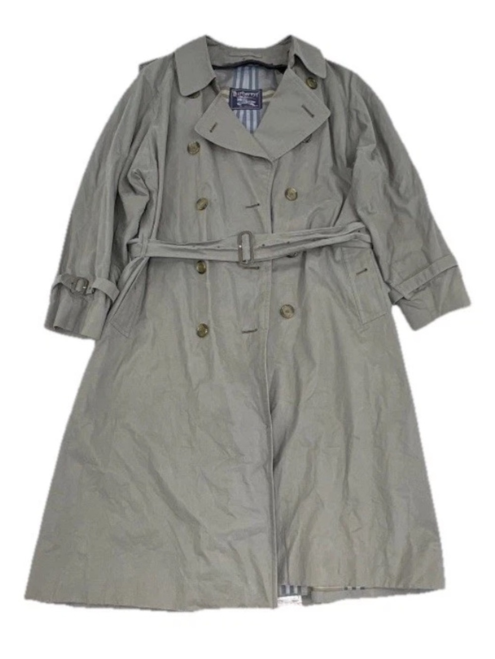 VTG Burberry Belted Double-Breasted Trench Khaki Nova Check Lined Coat Sz 42